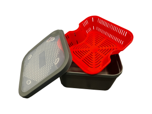 MISTRALL PUDEŁKO NA PRZYNĘTY / PELLET 2W1 ZESTAW + SITKO 16,5X16,5X6,5CM