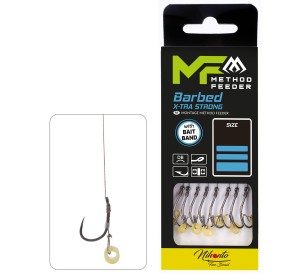 MIKADO PRZYPON METHOD FEEDER Z GUMKĄ Z ZADZIOREM 8DB PLECIONKA 0,12MM 10CM