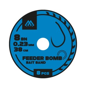 MIKADO PRZYPON FEEDER BOMB Z GUMKĄ BEZ ZADZIORA 6 /0.25MM/38CM - OP.8SZT.